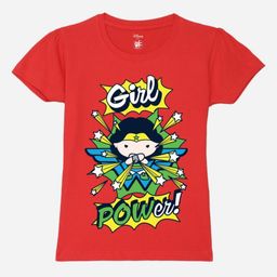 YK Justice League Girls Wonder Woman Printed Puff Sleeves Pure Cotton Applique T-shirt-image-88