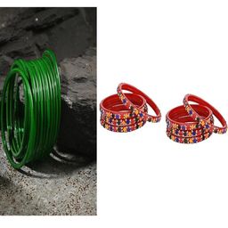 SOMIL Set Of 20 Green Glass Artificial Stones and Beads Bangles-image-79