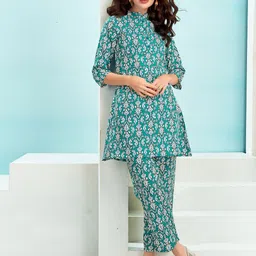 Moda Rapido Mandarin Collar Top With Trousers Co-Ords-image-56