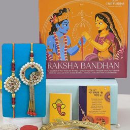 CraftVatika 5-PcsTurtle In Plate Showpiece With Greeting Card & Roli Chawal Rakhi Gift Set-image-17