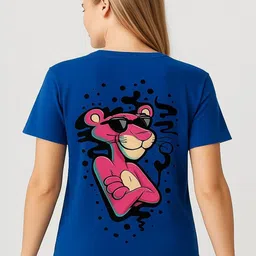 GAB Women Pink Panther Graphic Printed Round Neck Cotton T-shirt-picture-37