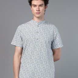 DON VINO Men Comfort Band Collar Ethnic Motifs Printed Cotton Slim Fit Casual Shirt-image-85