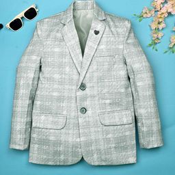 BT DEZINES Boys Printed Notched Lapel Single Full Sleeves Breasted Crosshatch Blazer-image-9