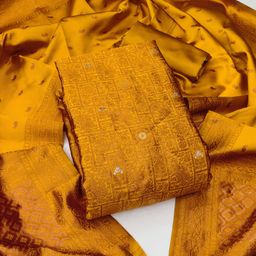 Maroosh Ethnic Motifs Woven Design Jacquard Silk Unstitched Dress Material-image-66