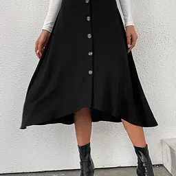 KPOP A-Line Solid Maxi Skirt-picture-56