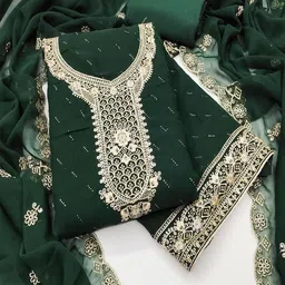 Lilots Floral Embroidered Zari Unstitched Dress Material-image-81