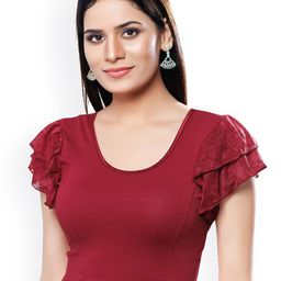 VAMAS - THE DESIGNER BLOUSES Round Neck Saree Blouse-image-88