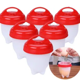 Silicone Egg Boil Mould Egg Cooker (Red, White, 6 Eggs) Egg Cooker-picture-18