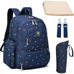 Stylish Babies Diaper Bags for Mothers with 1 Bottle Bag + 1 Diaper Changing Mat + 1 Set of Stroller Hooks Diaper Backpack-image-3