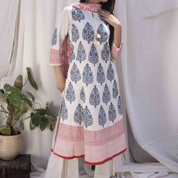 Maitri Jaipur Women Ethnic Motifs Printed Regular Pure Cotton Kurta with Pyjamas & With Dupatta image 4