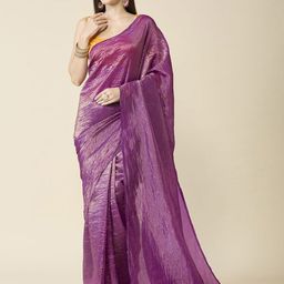 ASISA Pure Chiffon Solid Saree-6
