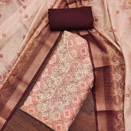 KALINI Embellished Unstitched Dress Material-image-31