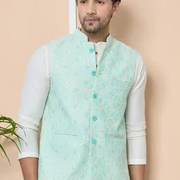 See Designs Embroidered Pure Cotton Nehru Jackets-46