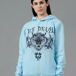 GO DEVIL Women Printed Hooded Sweatshirt-image-52