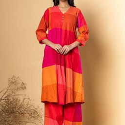 Readiprint Women Colourblocked Pleated Kurta with Palazzos-picture-22