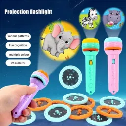 dreamshop 3 Slides 24 Pattern Projector Flashlight Mini Torch, Kids Projection Torch Toys 8 W 15 cm Tube Light image 2