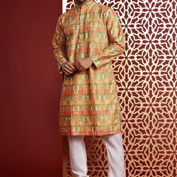 MANQ Men Yoke Design Flared Sleeves Anarkali Kurta-image-56