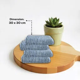 HOUSSEBlue 4 Pieces Striped 300 GSM Face Towels-50