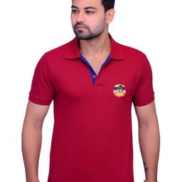 LA MILANO Men Polo Collar Applique Slim Fit T-shirt-image-95