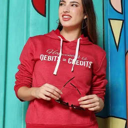 Campus Sutra Women Typography Printed Hooded Sweatshirt-image-59
