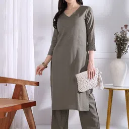 Vbuyz Women Regular Sequinned Pure Cotton Kurta with Palazzos-picture-14