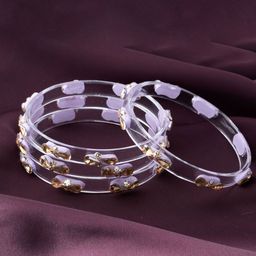 ZULKA Set Of 4 Latest Crystal Studded Glass Bangles-37
