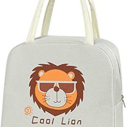 house of quirk Lunch Bags Small for Women Work, Student (Grey Rose Flower) Waterproof Lunch Bag-picture-2