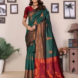 Shriyangan Ethnic Motifs Pure Silk Kanjeevaram Saree-image-47