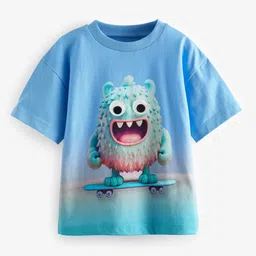 NEXT Boys Printed Drop-Shoulder Pure Cotton Applique T-shirt-image-30