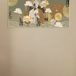 nestroots Grey & White Serene Depiction Of Buddha Care Canvas Painting Wall Art-image-7