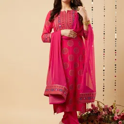 KALINI Women Ethnic Motifs Printed Regular Kurta with Trousers & With Dupatta-11