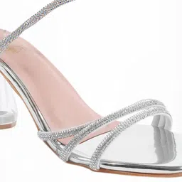 Shoetopia Silver Synthetic Block Heels image 5