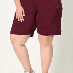 Solid Women Maroon Regular Shorts-picture-24