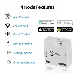 Howell WiFi 4 Node Smart Switch Home Automation Switch Works With Google & Siri Smart Switch image 3