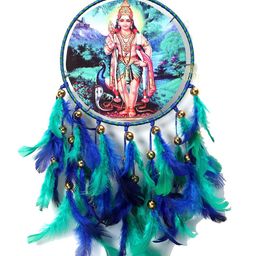 DULI Blue & Green Subramanyaji Printed Dream Catcher Windchimes-45