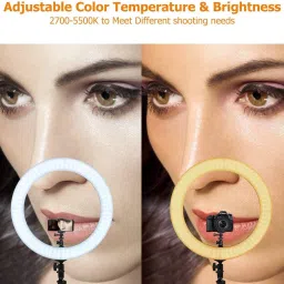 BUFONA Big Selfie LED Ring Light with Cool Warm Mix Light for Video Live Stream Makeup Tripod, Monopod, Monopod Kit, Tripod Ball Head, Tripod Bracket, Tripod Clamp, Tripod Kit image 5