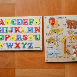 Wooden Capital Alphabets and Wild Animals Puzzle Board for Kids(Pack of 2)-image-40