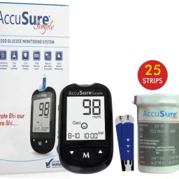 accusure Glucometer Machine Comes with 25 Test Strips & 10 Lancet Glucometer image 5