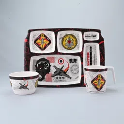 Kids 3Pcs Rectangular Plate, Mug & Bowl Set- Fighter Cup, Plate, Bowl Serving Set-21