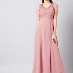 athena Women Fit and Flare Pink Maxi/Full Length Dress-picture-36