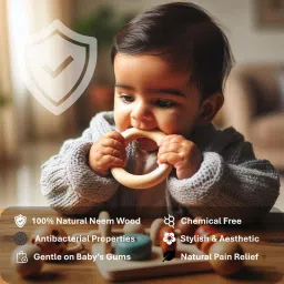 shivangi-creation Neem Wooden Teether - Dumble, Medium, Strawbeery, Medium Circle Teether image 3