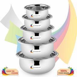 Pack of 5 Stainless Steel Stainless Steel Plain Handi Set Kitchen 5 Pieces cookware Set Dinner Set-1