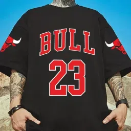 Men Printed Round Neck Cotton Blend Black T-Shirt-image-96