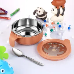Stainless Steel Air Tight Baby Feeding Bowl | BPA Free Bowl | 380ML- Stainless Steel-23