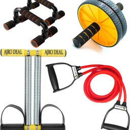 4-in-1 Home Gym Combo Push-Up Bars, Abs Roller, Tummy Trimmer & Resistance Tube Fitness Accessory Kit Kit-image-46