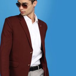 Men Casual Blazer Checkered Suit-image-2