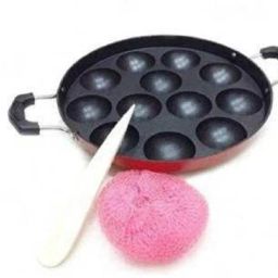 appam red 12 cavcity Pancake Pan 22 cm diameter with Lid 1 L capacity-image-99