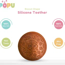 popu Toys Biscuit Shape Teether - Soft, Flexible Silicone Teether For Babies Teether image 3