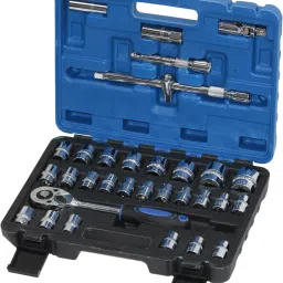 32pcs/set Professional Wrench Socket Set Hardware Car Boat Motorcycle Repairing Tools Kit Multitool Hand Tools Car-Styling with Plastic Toolbox Storage Case Socket Set-41