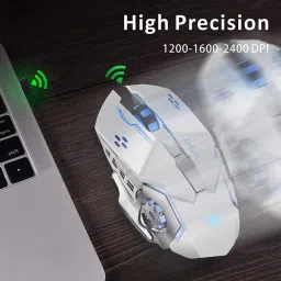 coolcold Wireless Rechargeable Gaming Mouse With RGB, 2400 DPI LED Backlight 6 Button Wireless OpticalGaming Mouse image 5